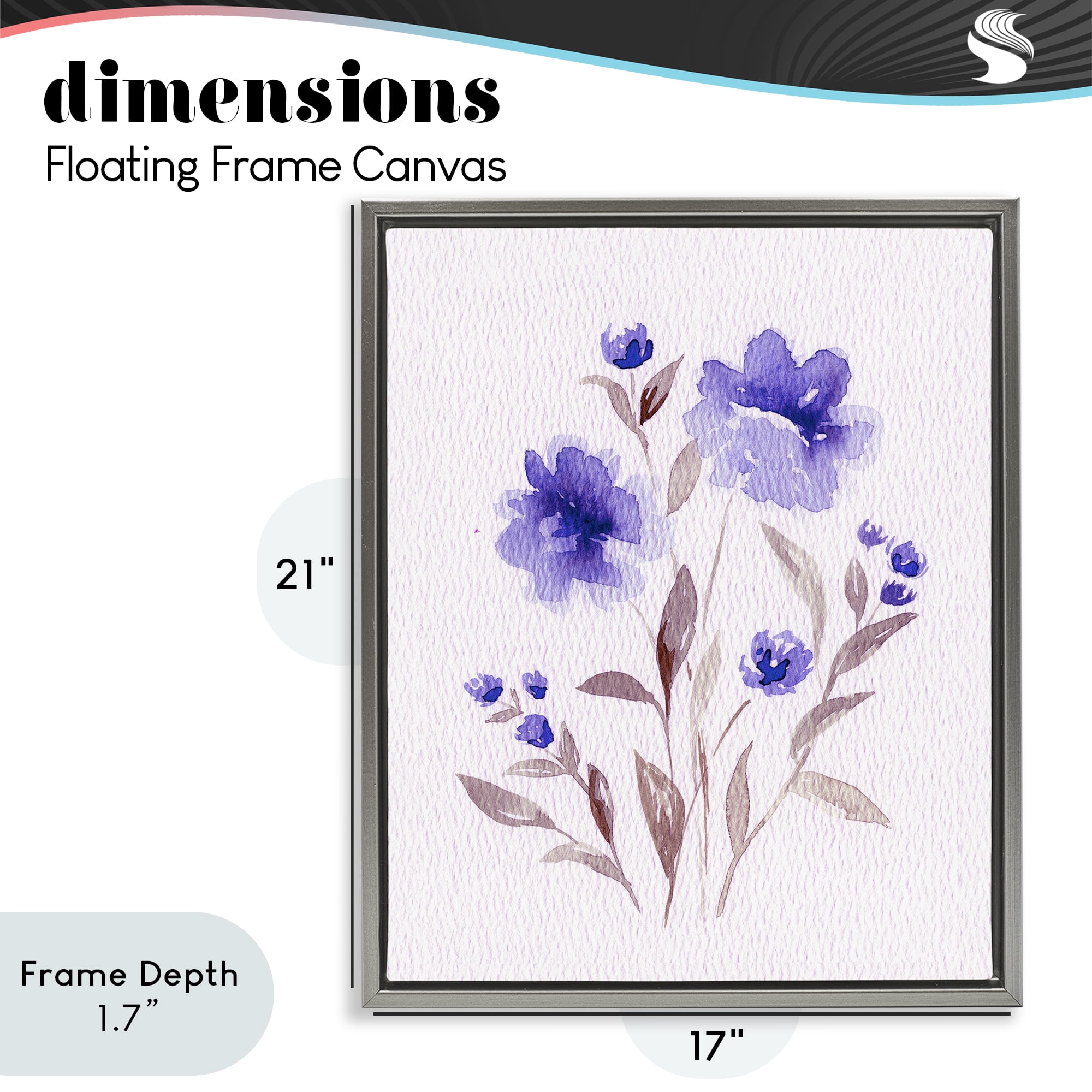 Stupell Industries Blooming Purple Flowers Gray Framed Floater Canvas Wall Art, design by Leah Noel Art