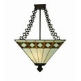 thumbnail image 2 of Meyda Tiffany 130792 17 Inch Square Diamond Band Mission Semi-Flushmount   Mahogany Bronze Finish with Amber/Green Glass with Beige Fabric Shade, 2 of 7