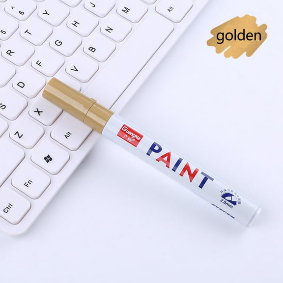 EDHITNR Oil-Based Paint Marker Pen, 1ml Permanent Ink Pen for Metal Ceramic Tire, Quick-Dry Art Sketching Pen, Multi-Color Writing Drawing Tool for Wood Plastic Paper Crafts, Gold