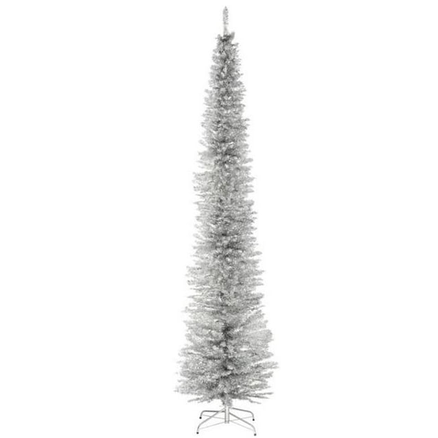National Tree TT33-700-90 9 ft. Tinsel Tree With Metal Stand, Silver