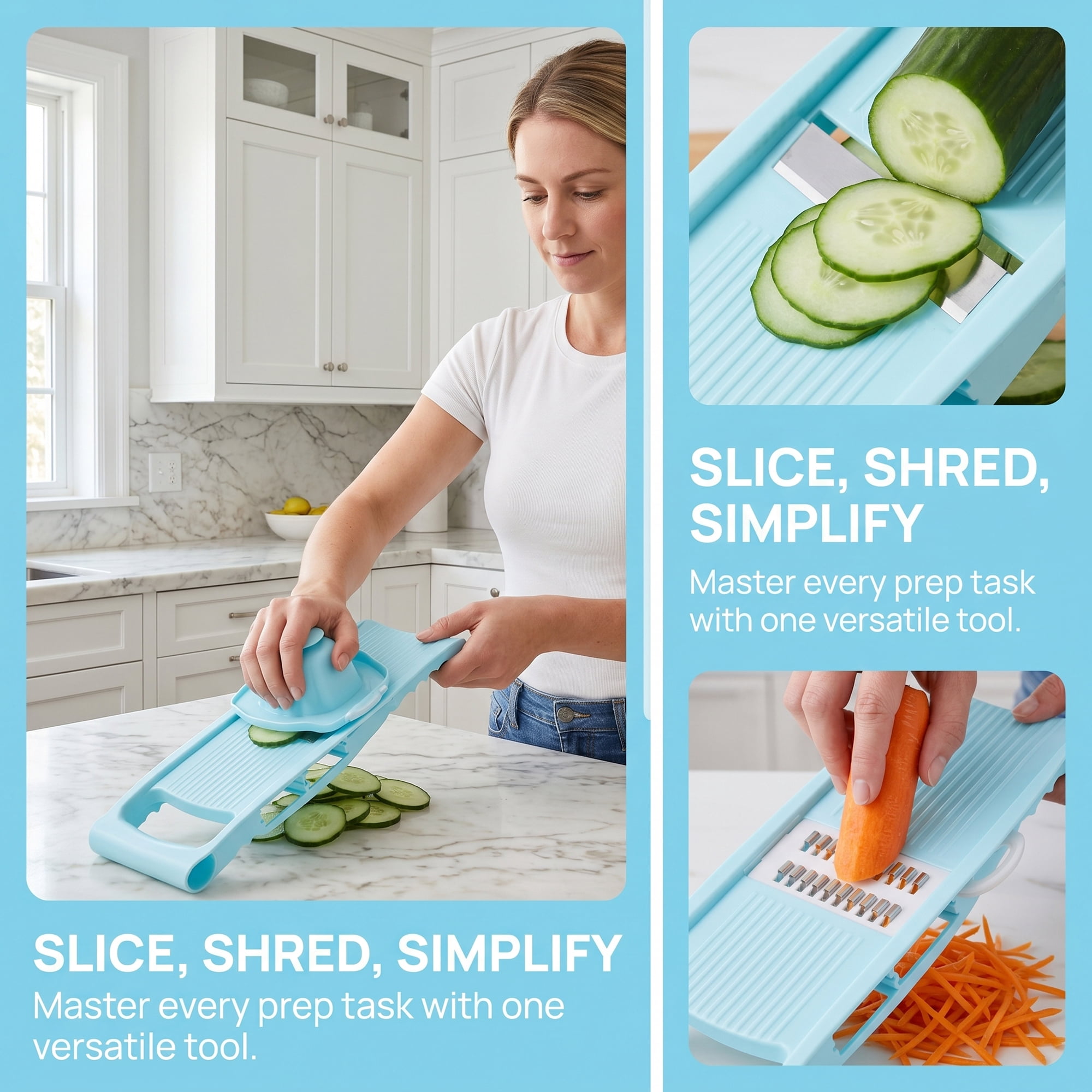 Unique Bargains  Professional Mandoline Slicer for Home Chefs 6 in 1(A) 10.9"x3.9"