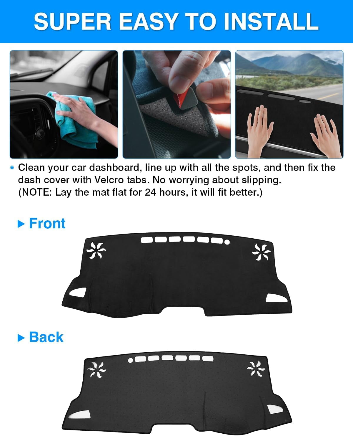 Canvcle Dashboard Cover Mat for Toyota Corolla Cross 2022-2025 Accessories Dash Cover Flannel Dash Mat Sunshade Glare UV Rays Protector