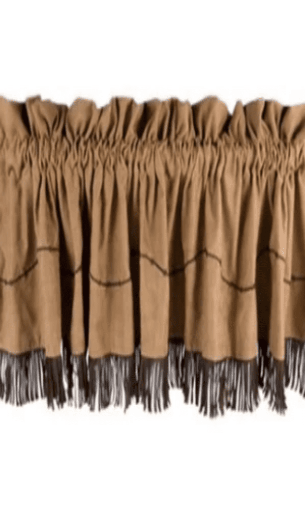 Cowgirl Kim Barb Wire Tan Faux Suede Valance 