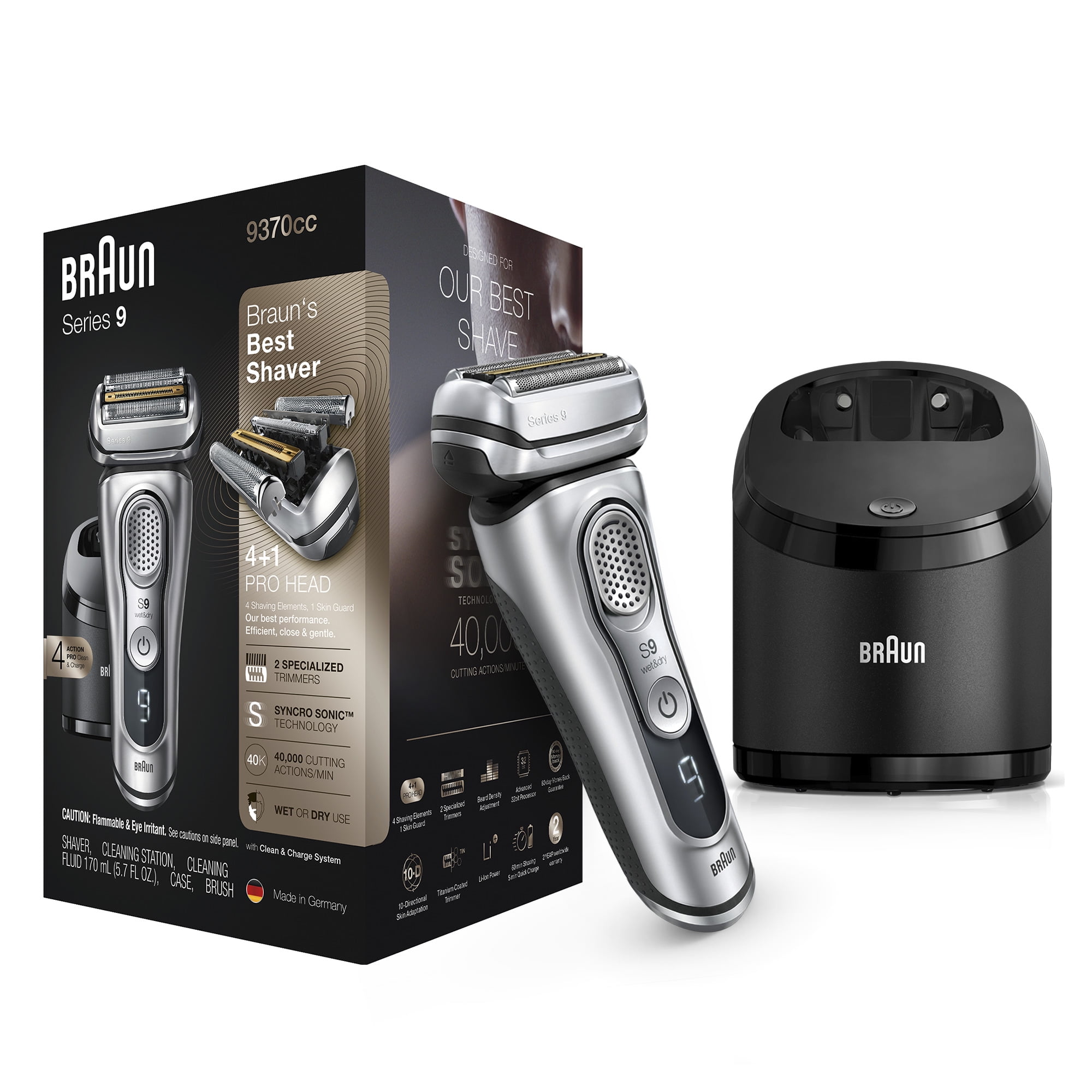 Braun Series 9 Skin Razors, 9370cc Rechargeable Wet Dry Shave