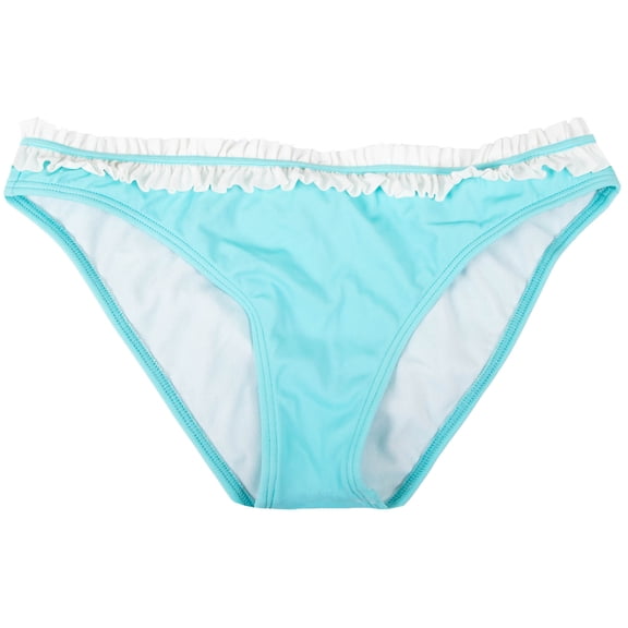 Island Soul Women's Ruffle Waist Detail Aqua Blue Classic Bikini Swim Bottom