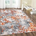 thumbnail image 4 of Washable Area Rug 5x7ft – Boho Abstract Modern Low Pile Non-Slip Carpet, Colorful Orange Gray Watercolor, Stain-Resistant Soft Rug for Living Room Bedroom, 4 of 8