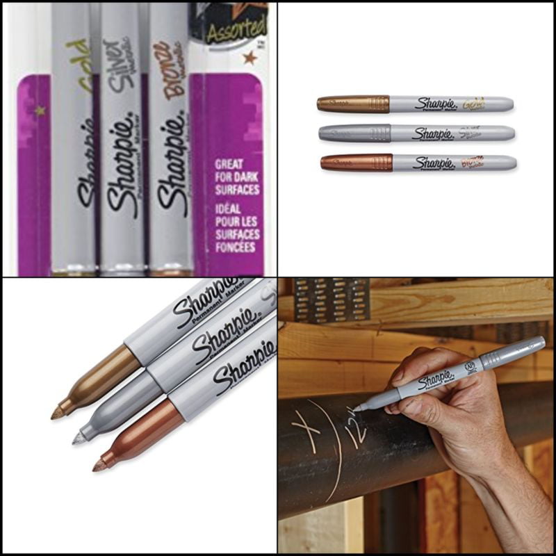 Silver And Bronze Markers Sharpie Fine Point Metalic Gold Three Markers Total. 