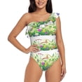 thumbnail image 2 of Yiaed Plants and Insects Print Women One Piece Swimsuits Tummy Control One Shoulder Bathing Suits Pattern Ruffle Swimwear-Medium, 2 of 8