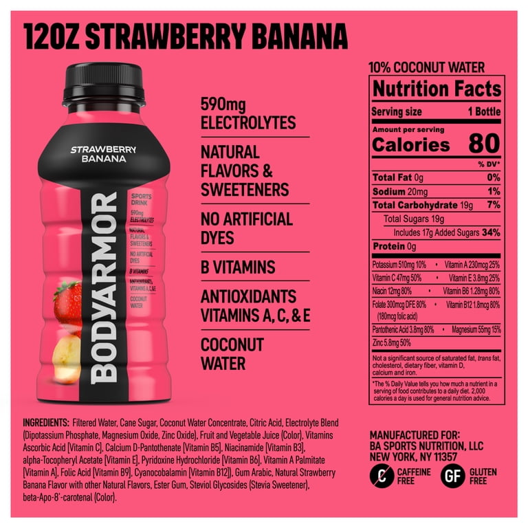 BODYARMOR Strawberry Banana Sports Drink, 12 fl oz, 18 Pack photo 7