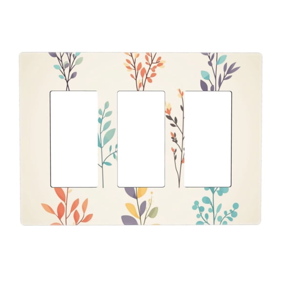 Leafs Vibrant Illustration Switch Cover Decorative Wall Plate 3-Gang Screwless Standard Size