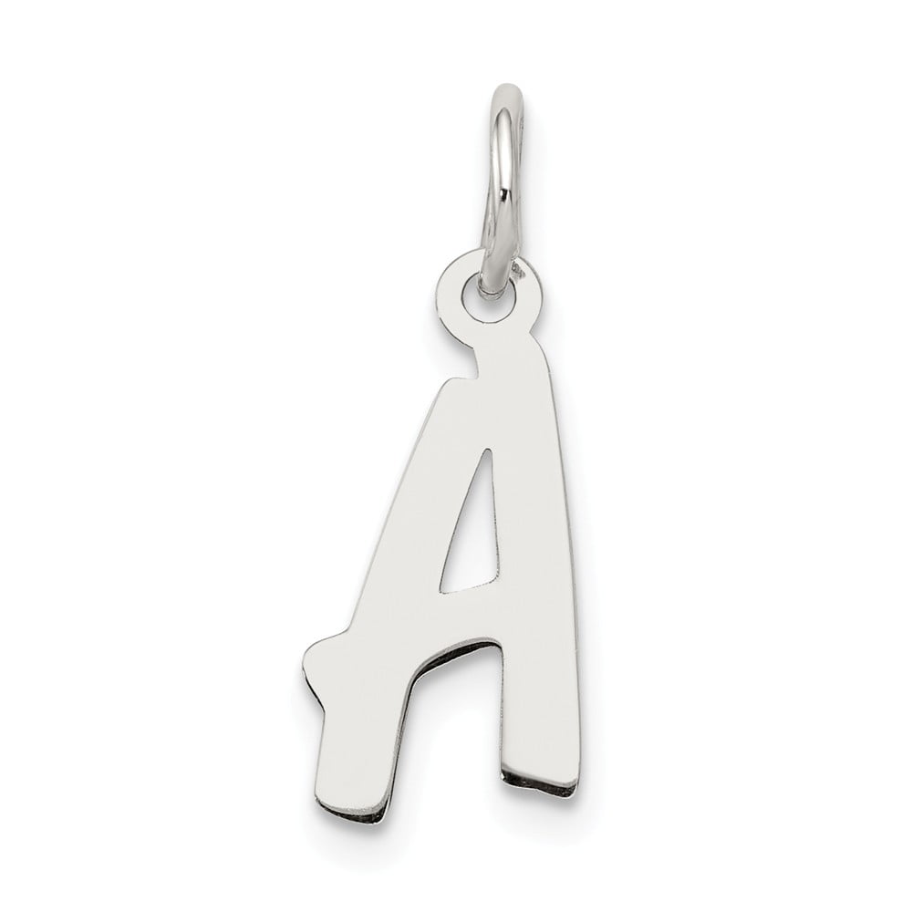 8mm x 19mm Solid 925 Sterling Silver Small Initial I Pendant Charm