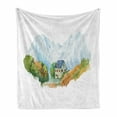thumbnail image 1 of Landscape Soft Flannel Fleece Throw Blanket, Stone House in Italian Mountains Vacation Idyllic Cottage House Scenery Paint, Cozy Plush for Indoor and Outdoor Use, 70" x 90", Multicolor, by Ambesonne, 1 of 5