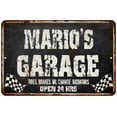 thumbnail image 1 of MARIO'S Garage Black Grunge Sign 8 x 12 Matte Finish Metal 108120005204, 1 of 1