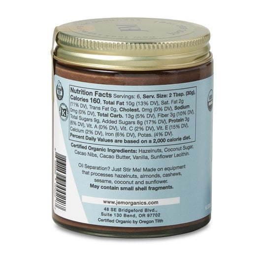 Jem Specialty Nut Butter Chocolate Hazelnut Spread, Organic-6.52 oz
