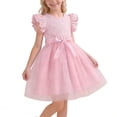 thumbnail image 5 of Girls Princess Dress Pink Tutu Dress for Kids Little Girl Satin Bow Sequins Birthday Wedding Party Dress,Size 6-7T, 5 of 7