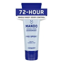Mando Whole Body Deodorant For Men - Invisible Cream - 72 Hr Odor Control, 3 oz