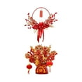 thumbnail image 1 of 2pcs Wrought Iron Wall Hanging Wreath Berries Red Bowknot for Celebration Ornament, 1 of 9