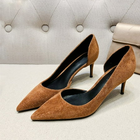 

YCNYCHCHY Sexy Women 6cm 8cm High Heels Blue Pink Pumps Pointed Toe Genuine Suede Leather Shoes For Woman Ladies Wedding Bride