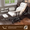 thumbnail image 3 of Big and Tall Executive Office Chair with Wheels – 400LBS Heavy Duty, Reclining with Adjustable Footrest, Vintage Button Tufted Leather Style in Black, 3 of 8