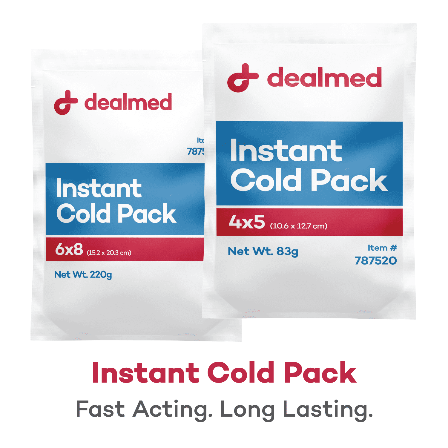 Dealmed Instant Cold Pack, 6" x 8" | Disposable Packs for Helping Injuries, Swelling, Headaches, Soreness (Case of 24)