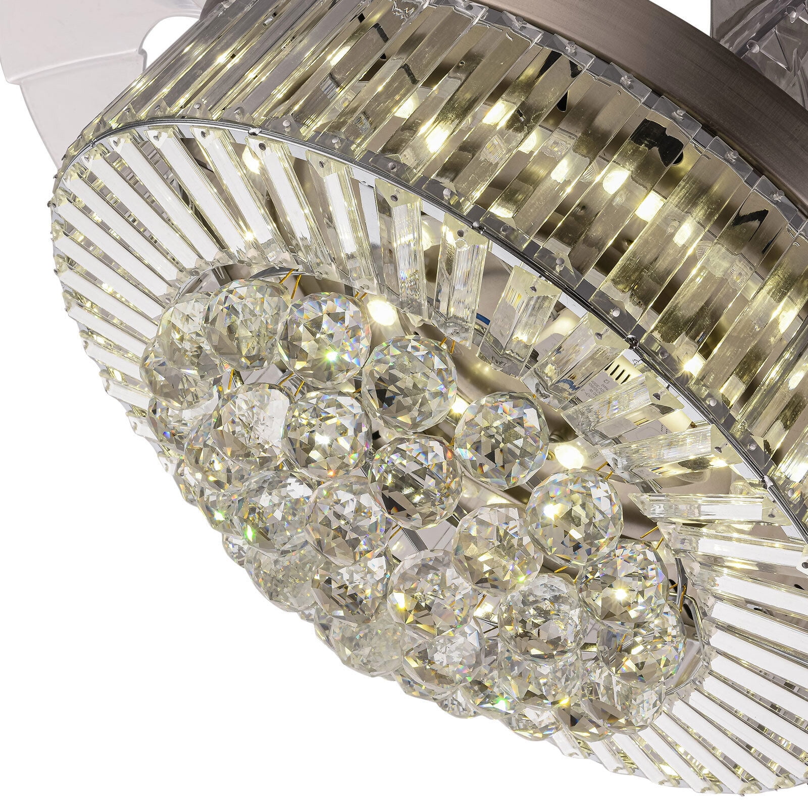 36"Modern Indoor Ceiling Fan With LED Light Crystal Ceiling light with Fan Chandelier Lamp pendent celling lighting lamp light fixture Fandelier Remote Control 3 Fan Speeds
