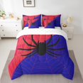 thumbnail image 2 of Ensemble de Couette Taille Simple à Toiles d'Araignée d'Halloween avec Draps, Toiles d'Araignée Rouges et Bleues - Ensemble 7 Pcs Tout-en-un Simple, Literie Gothique à Toiles d'Araignée avec Couette, Drap Plat, Taies d'Oreiller et Couvre-Oreillers, 2 of 5
