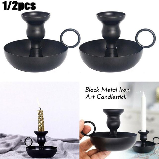 New Nordic Cast Iron Candlestick Antique Vintage Candlestick Candle Holder Christmas Home Decor Handmade Gift Table Ornament2pcs He Qiyong unisex