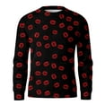 thumbnail image 5 of Fgvctg Romantic Valentine's Day Sweater Men Crewneck Ribbed Knit Sweater Love Heart Print Dressy Slim Fit Long Sleeve Pullover Sweaters Spring Lightweight Clothes Black S, 5 of 6