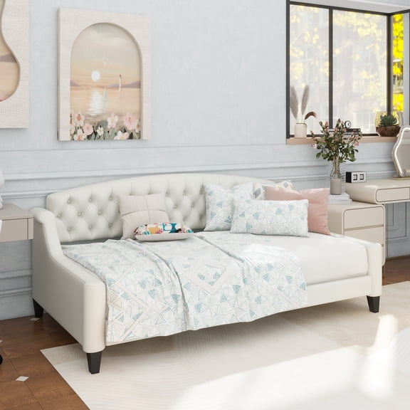 Modern Luxury Tufted Button Daybed,Twin,Beige