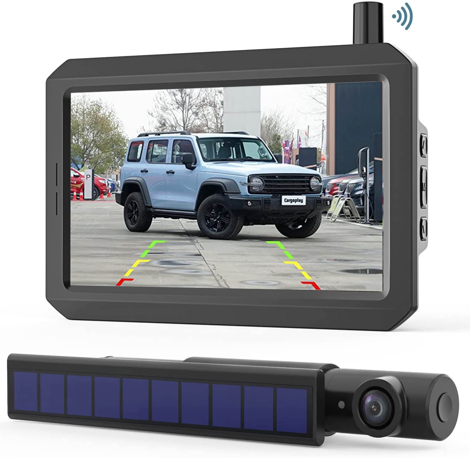 SunGo2 Solar Wireless Backup Camera Kit with Digital Signal for Truck, 5" HD Monitor Supports 2