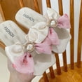 thumbnail image 5 of YHAJDS Kids Leather Bow Pearl Sandals Slide On Soft Sole Summer Beach Flip Flops, 5 of 5