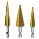 thumbnail image 1 of Broca Escalonada 3 Piezas Hss Juego de Brocas Escalonadas Cortadora de Agujeros CóNicos Brocas de NúCleo Hexagonal de NitruracióN MéTricas Oro, 1 of 6