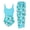 Turquoise‌ Monstera, variant on Teen Girls One Piece Swimsuit with Cover Up Sarong Skirt Bathing Suit Beach Swimwear for 10-16 Years