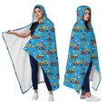thumbnail image 2 of Wearable Blanket,Cartoon Construction Vehicles Barriers Blue Pattern Hooded Wearable Flannel Blanket for Adults & Teens,Winter Poncho Shawl Wrap Cape Cozy Anti-Pill,50"x60", 2 of 5
