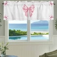 thumbnail image 3 of Cute Pink Bow Valances for Windows Pink Ribbon Day Mother's Day Valentine's Day Rod Pocket Curtain Valance Window Treatment Short Curtains for Kitchen Living Room, 42"x12", 3 of 9