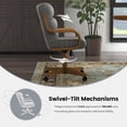 thumbnail image 6 of Chromcraft Douglas Swivel Tilt Dining Chairs with Casters – Comfortable Cushioned Seats, Ash Upholstery, Chestnut Wood Arms, 4-piece set, 6 of 8