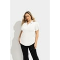 thumbnail image 2 of CASSIE LIZ Plus Size Shirts 3X Womens Summer White Polo Shirts V Neck Ladies Shirts with Collar Fashion Business Short Sleeve Collared Shirts Casual Loose Fit Spring Tops 3XL 22W 24W, 2 of 6