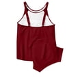 thumbnail image 7 of Ailaofu Women Solid Color Backless Strap Bikini Swimsuit Bikini Color Blocking Off-Shoulder Tanjini Set, 7 of 7