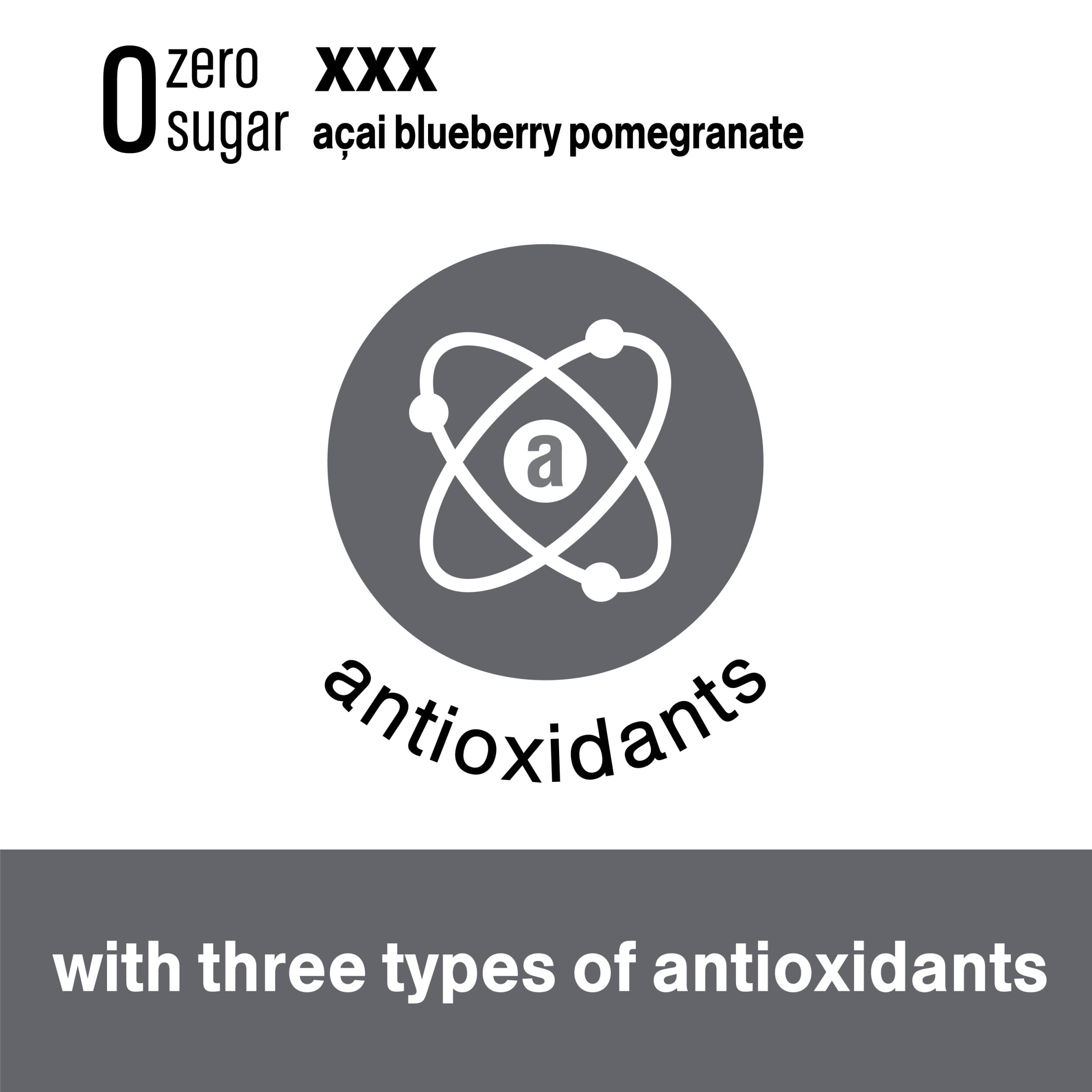 vitaminwater zero sugar xxx, electrolyte enhanced water w/ vitamins, açai-blueberry-pomegranate drinks, 20 fl oz, 12 Pack