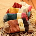 thumbnail image 5 of YooGuoGuo Pack of 5 Womens Wool Socks Winter Warm Thick Knit Soft Vintage Casual Crew Boot Socks Gifts, 5 of 6