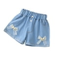 thumbnail image 2 of LYMAYTER 3-13 Years Girls Jeans Shorts for Kids Soft Elastic Waist Denim Shorts Pants Toddler Summer Cotton Shorts for Girls, 2 of 9