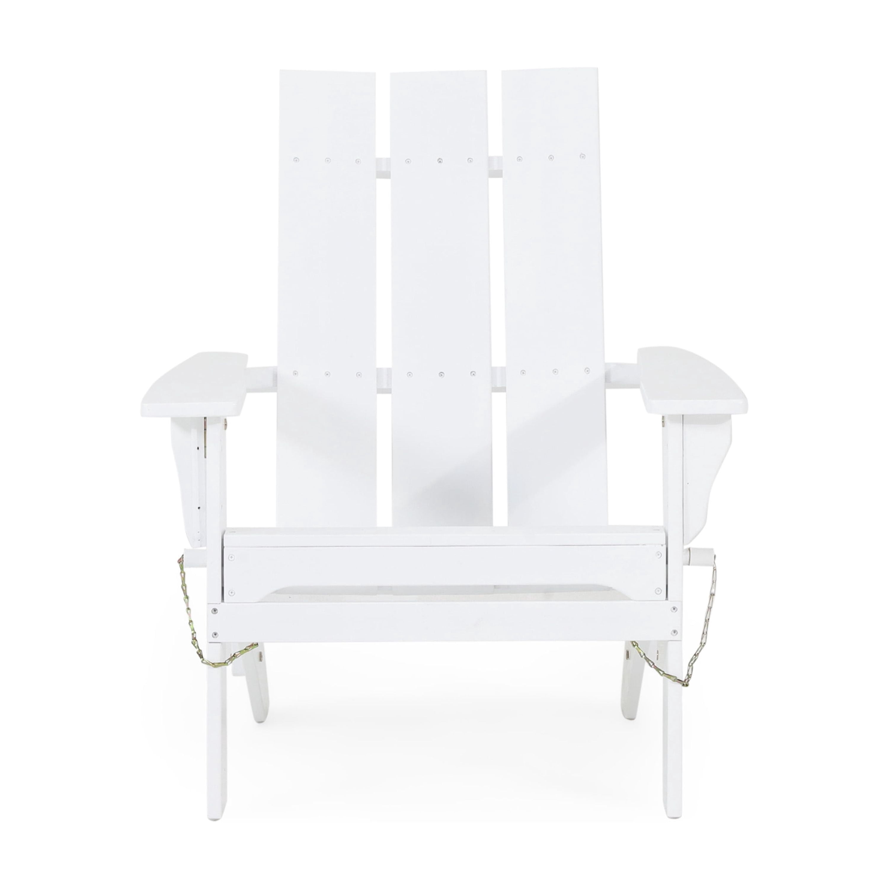 Outdoor Foldable Leisure Lounge Chair, Acacia Wood Casual Rest Chair for Patio Garden, White