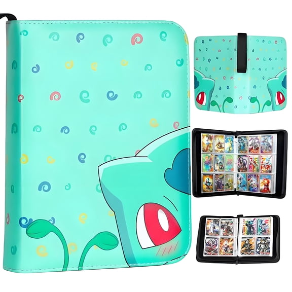 Trading Card Binder 4 Pocket, 400 Pockets Card Binder with 50 Removable Sleeves, 3-Ring Zipper Card Holder Album for MTG TCG Sports Cards Collectible Game Cards