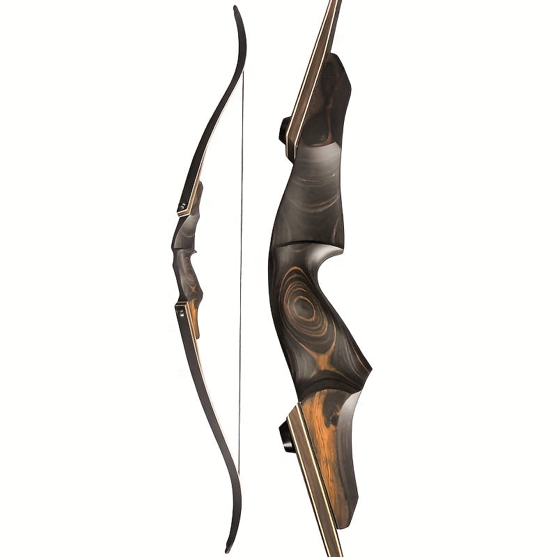 60-inch recurve bow 25-60 lbs split-back design detachable wooden riser with bamboo-core limbs American hunting bow right-handed