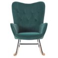 thumbnail image 4 of Drevy Century Modern Rocking Chair, Upholstered Velvet Armchair with Tufted Buttons, Vintage Comfy Glider Chair for Living Room, Bedroom, Nursery - Finnegan (Green), 4 of 6