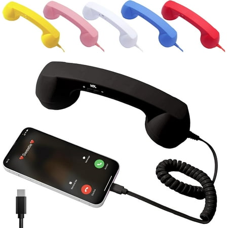 2026 New Cell Phone Receiver with Microphone & Speaker, Vintage Retro Telephone Wired Handsets Style Landline Handle Receiver for Cell Mobile Video Calls(wwx)