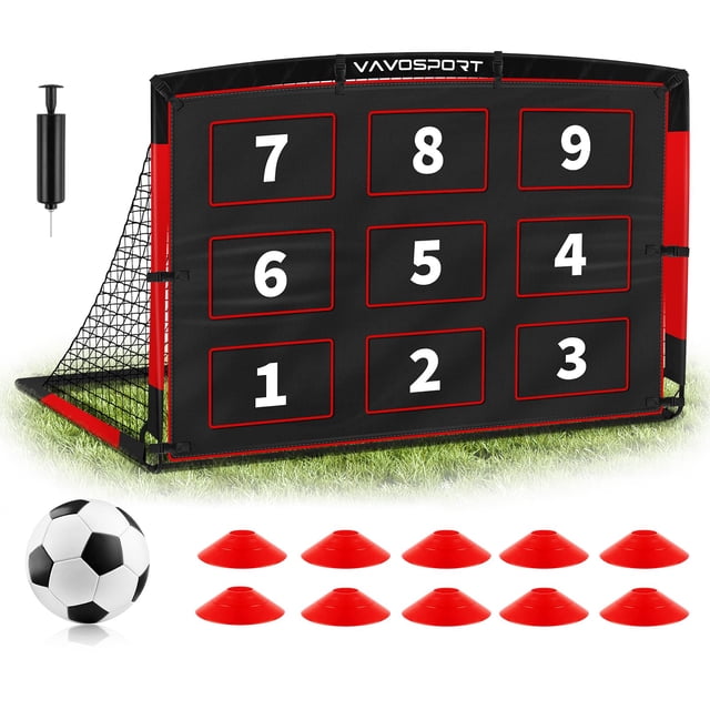 Set de Porterías de Fútbol para Niños VAVOSPORT 183x122 cm Portátil con Balón y Conos