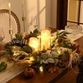 thumbnail image 3 of Valery Madelyn 24 inches Pre-Lit Fall Wreath Lighted White Green Thanksgiving Wreath with Pumpkin & Bow for Front Door Fireplace, 3 of 8