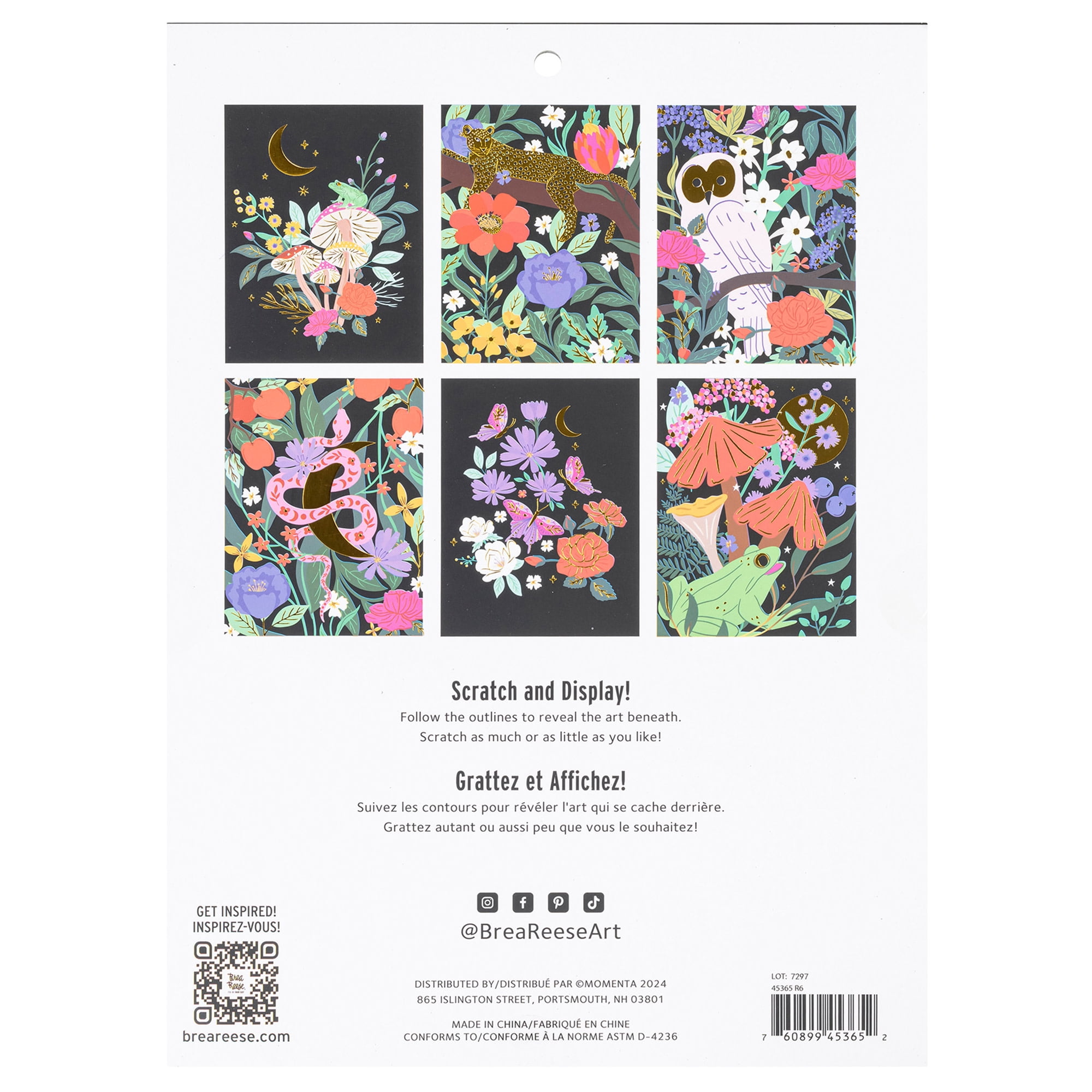Brea Reese: Scratch Art Kit - Mythical Animals - 6 Designs, Metallic Guided Art, Dual-Tip Stylus & Brush, Easy-to-Frame 9x12" Pages, Adult Craft Kit