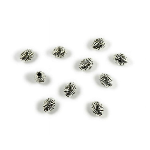 6.5x8mm Pack Of 20 Bali Style Silver Pewter Fancy Barrel Beads For Jewelry Making
